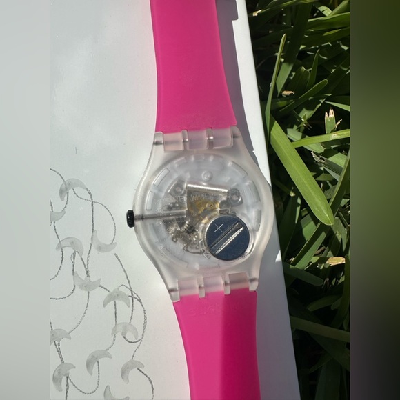 Swatch Pink Strap Clear Case Watch - Picture 4 of 4